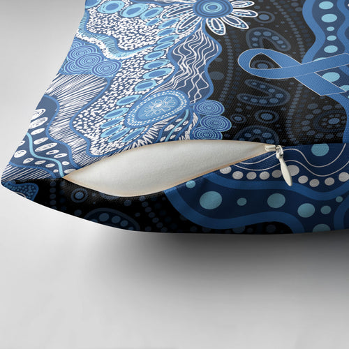 Prostate Cancer Awareness Aussie Indigenous Pillow Cover Blue Ribbon Aboriginal Arts