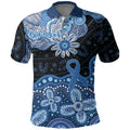 Prostate Cancer Awareness Aussie Indigenous Polo Shirt Blue Ribbon Aboriginal Arts