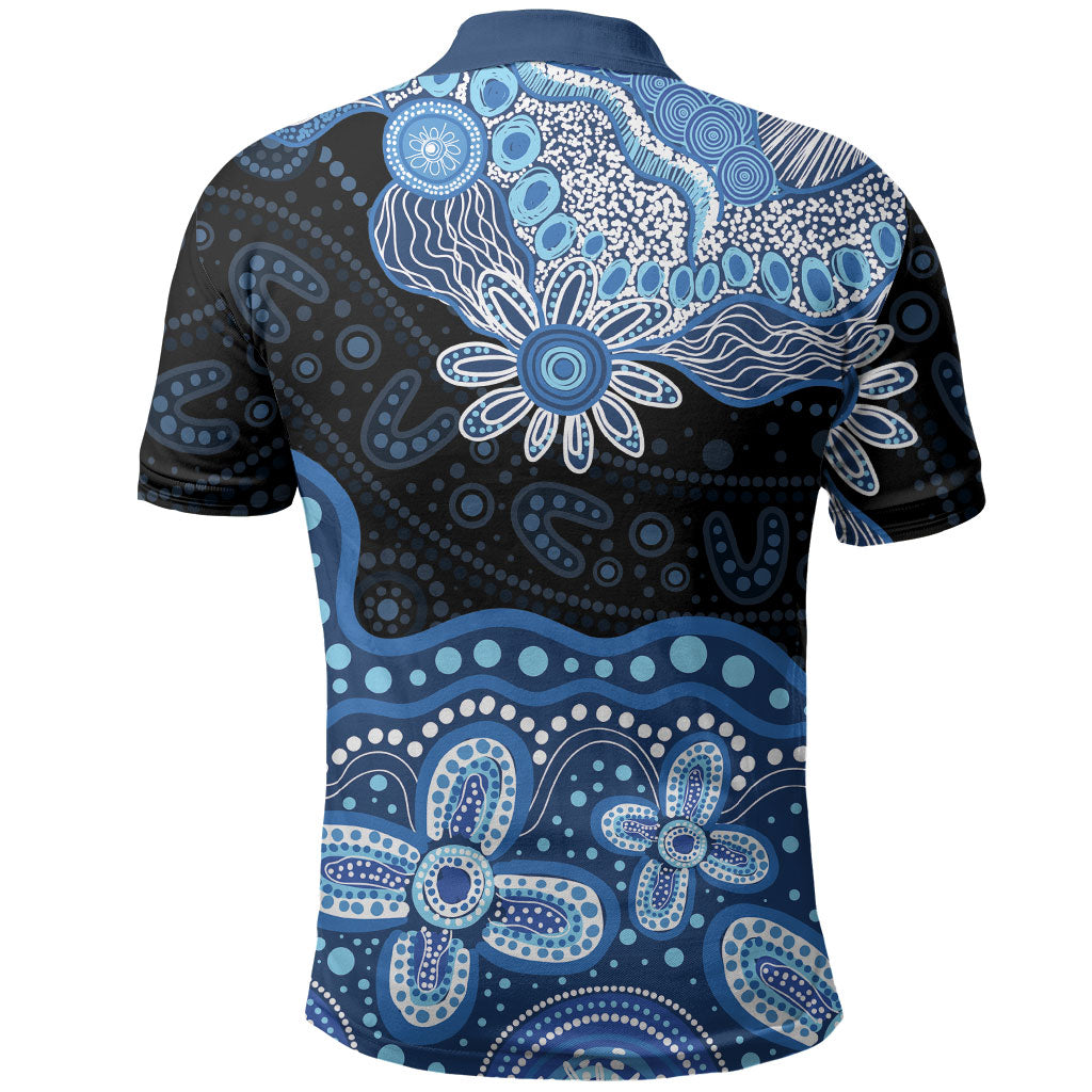 Prostate Cancer Awareness Aussie Indigenous Polo Shirt Blue Ribbon Aboriginal Arts