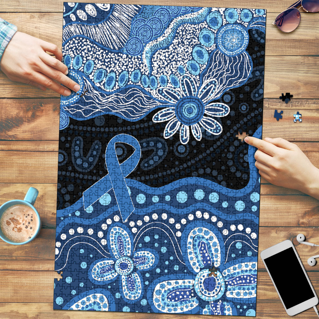 Prostate Cancer Awareness Aussie Indigenous Puzzle Blue Ribbon Aboriginal Arts