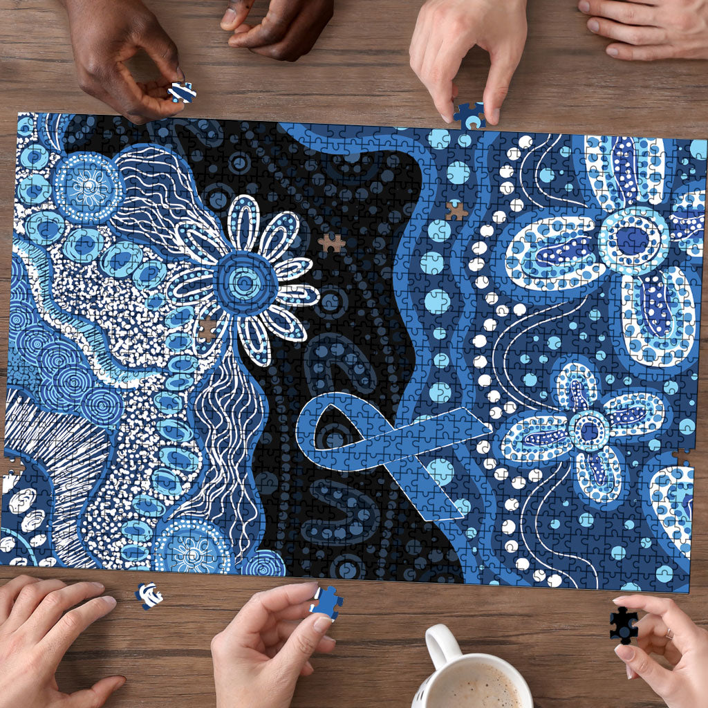 Prostate Cancer Awareness Aussie Indigenous Puzzle Blue Ribbon Aboriginal Arts