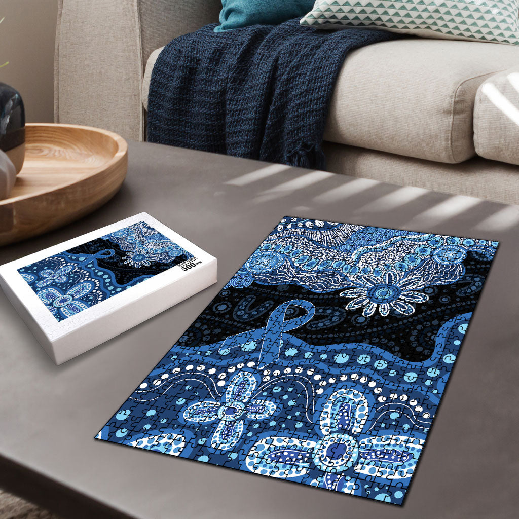Prostate Cancer Awareness Aussie Indigenous Puzzle Blue Ribbon Aboriginal Arts