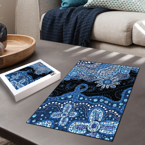 Prostate Cancer Awareness Aussie Indigenous Puzzle Blue Ribbon Aboriginal Arts