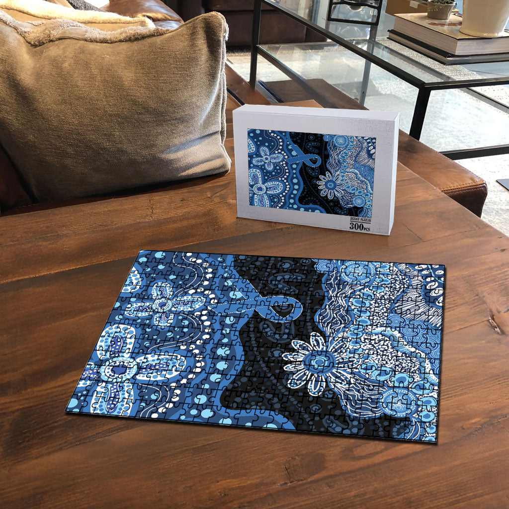 Prostate Cancer Awareness Aussie Indigenous Puzzle Blue Ribbon Aboriginal Arts