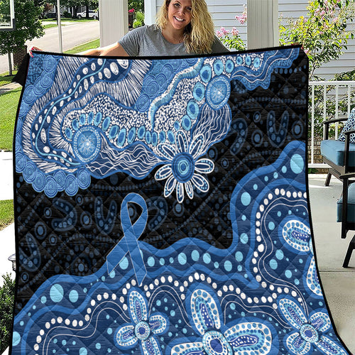 Prostate Cancer Awareness Aussie Indigenous Quilt Blue Ribbon Aboriginal Arts