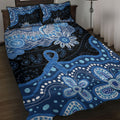 Prostate Cancer Awareness Aussie Indigenous Quilt Bed Set Blue Ribbon Aboriginal Arts