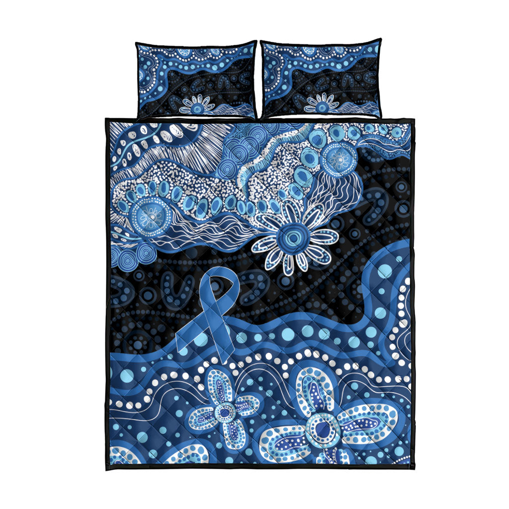 Prostate Cancer Awareness Aussie Indigenous Quilt Bed Set Blue Ribbon Aboriginal Arts