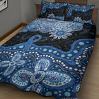 Prostate Cancer Awareness Aussie Indigenous Quilt Bed Set Blue Ribbon Aboriginal Arts