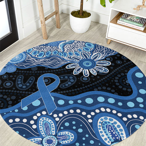 Prostate Cancer Awareness Aussie Indigenous Round Carpet Blue Ribbon Aboriginal Arts