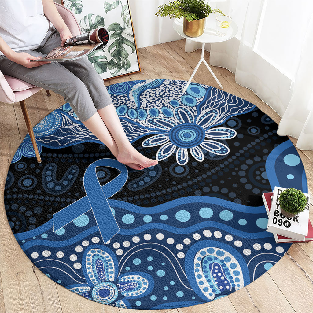 Prostate Cancer Awareness Aussie Indigenous Round Carpet Blue Ribbon Aboriginal Arts