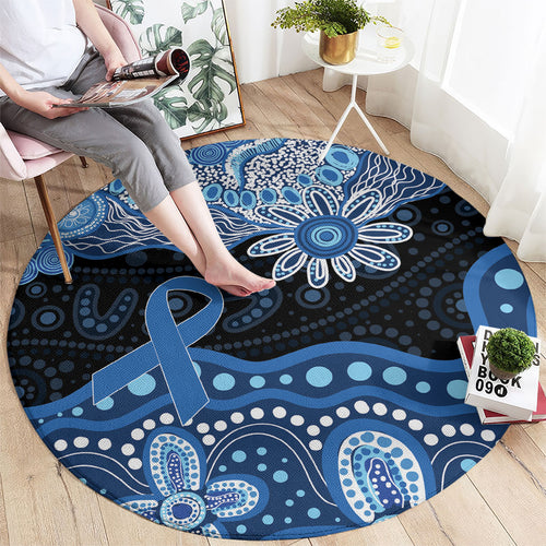 Prostate Cancer Awareness Aussie Indigenous Round Carpet Blue Ribbon Aboriginal Arts