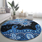 Prostate Cancer Awareness Aussie Indigenous Round Carpet Blue Ribbon Aboriginal Arts