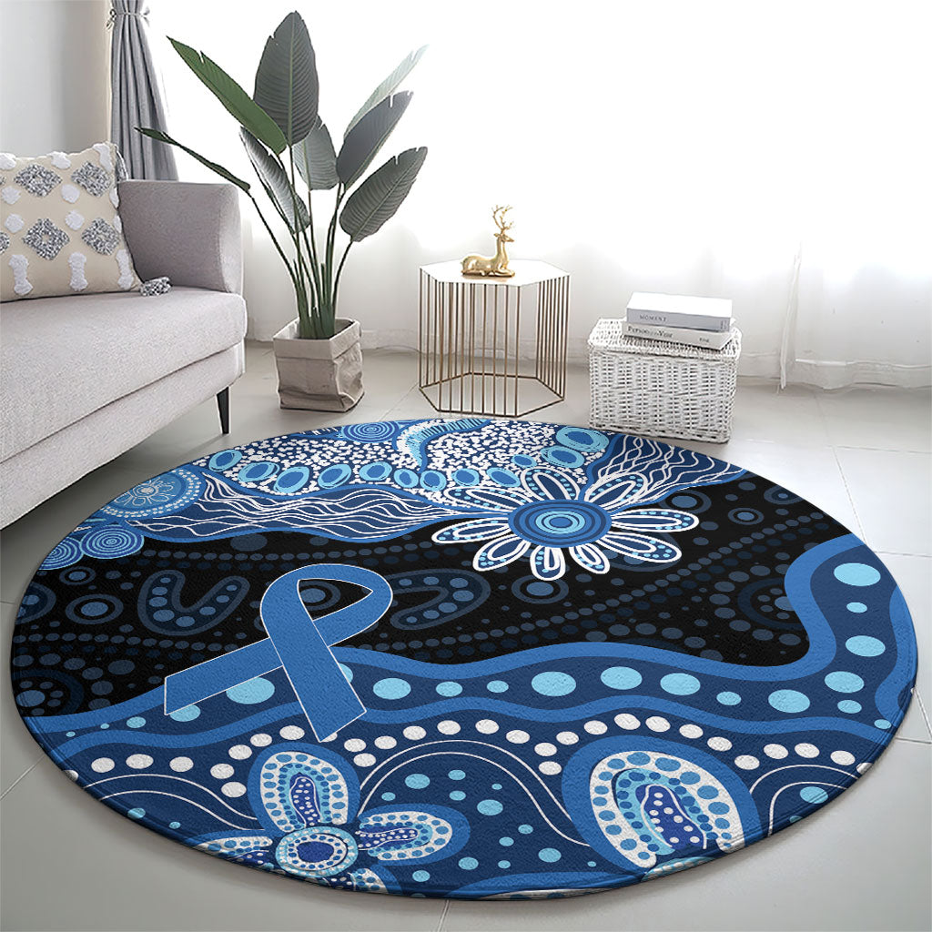 Prostate Cancer Awareness Aussie Indigenous Round Carpet Blue Ribbon Aboriginal Arts
