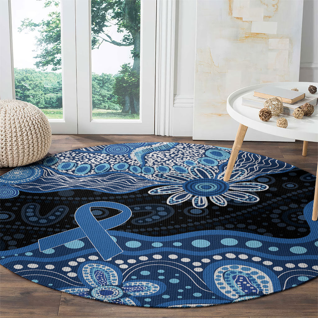 Prostate Cancer Awareness Aussie Indigenous Round Carpet Blue Ribbon Aboriginal Arts