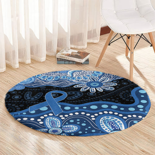 Prostate Cancer Awareness Aussie Indigenous Round Carpet Blue Ribbon Aboriginal Arts