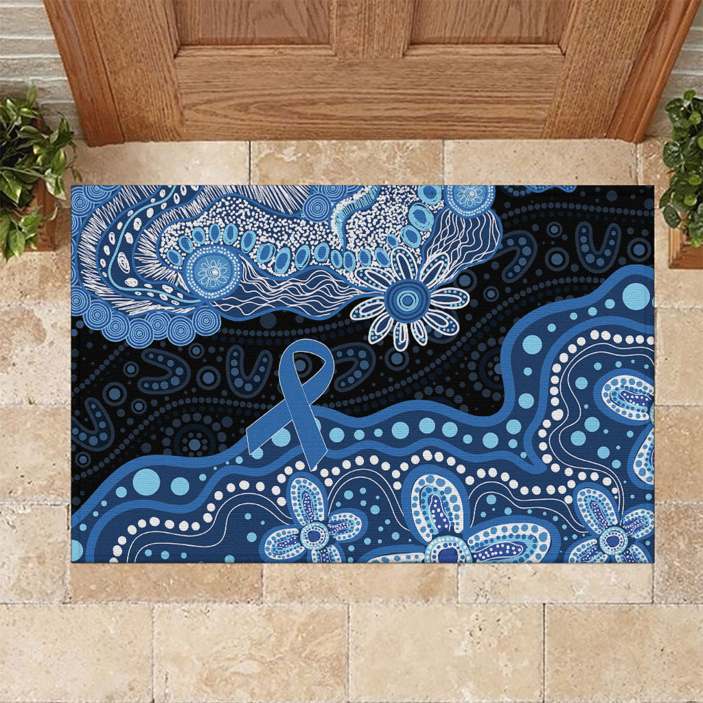 Prostate Cancer Awareness Aussie Indigenous Rubber Doormat Blue Ribbon Aboriginal Arts