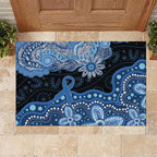 Prostate Cancer Awareness Aussie Indigenous Rubber Doormat Blue Ribbon Aboriginal Arts