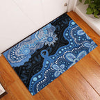 Prostate Cancer Awareness Aussie Indigenous Rubber Doormat Blue Ribbon Aboriginal Arts