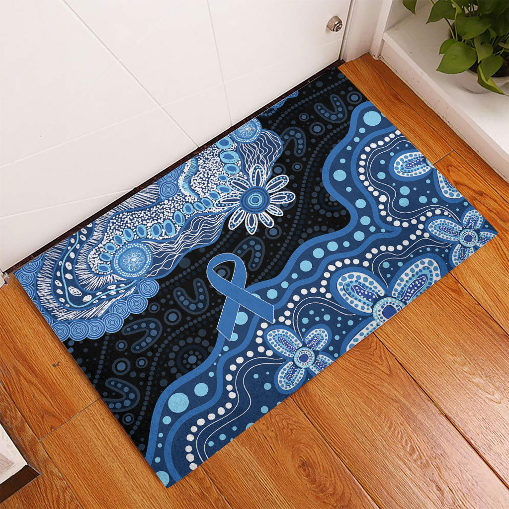 Prostate Cancer Awareness Aussie Indigenous Rubber Doormat Blue Ribbon Aboriginal Arts