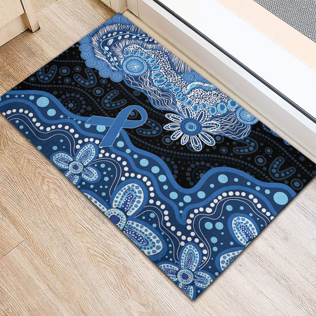 Prostate Cancer Awareness Aussie Indigenous Rubber Doormat Blue Ribbon Aboriginal Arts