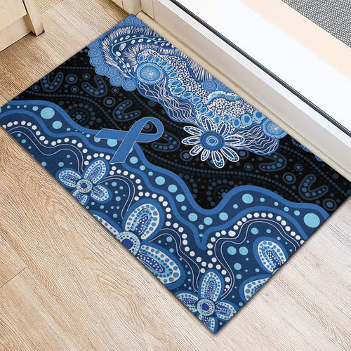 Prostate Cancer Awareness Aussie Indigenous Rubber Doormat Blue Ribbon Aboriginal Arts