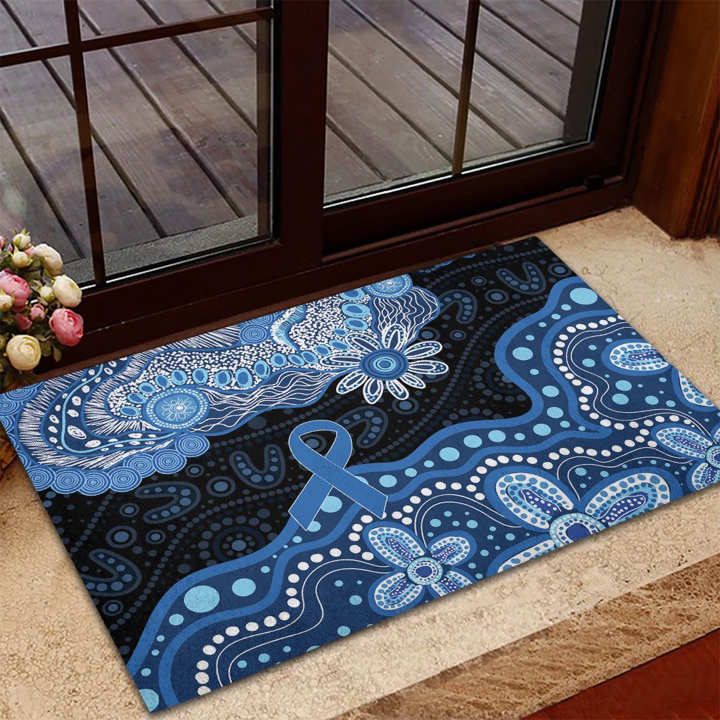 Prostate Cancer Awareness Aussie Indigenous Rubber Doormat Blue Ribbon Aboriginal Arts
