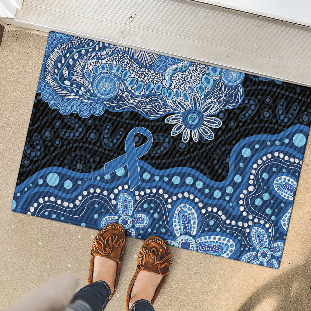 Prostate Cancer Awareness Aussie Indigenous Rubber Doormat Blue Ribbon Aboriginal Arts