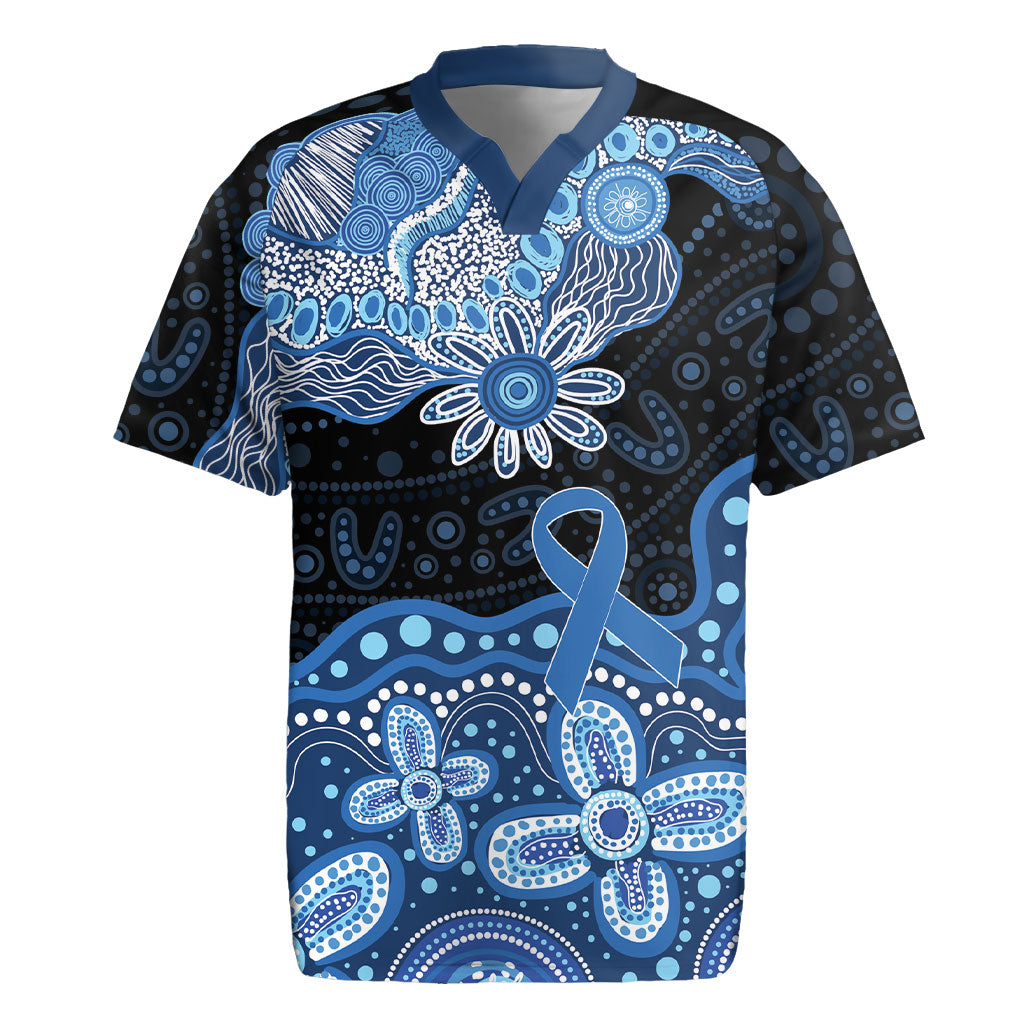 Prostate Cancer Awareness Aussie Indigenous Rugby Jersey Blue Ribbon Aboriginal Arts