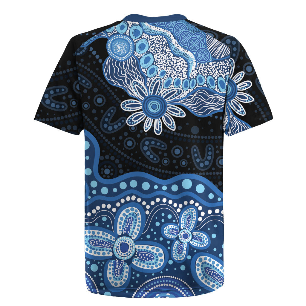 Prostate Cancer Awareness Aussie Indigenous Rugby Jersey Blue Ribbon Aboriginal Arts