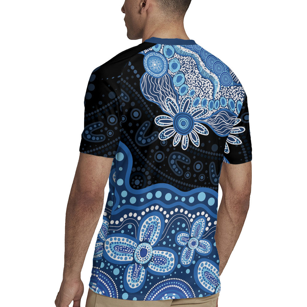Prostate Cancer Awareness Aussie Indigenous Rugby Jersey Blue Ribbon Aboriginal Arts