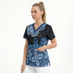 Prostate Cancer Awareness Aussie Indigenous Scrub Top Blue Ribbon Aboriginal Arts