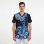 Prostate Cancer Awareness Aussie Indigenous Scrub Top Blue Ribbon Aboriginal Arts