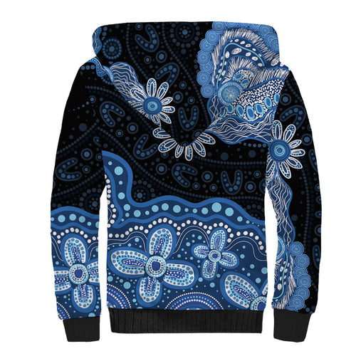 Prostate Cancer Awareness Aussie Indigenous Sherpa Hoodie Blue Ribbon Aboriginal Arts