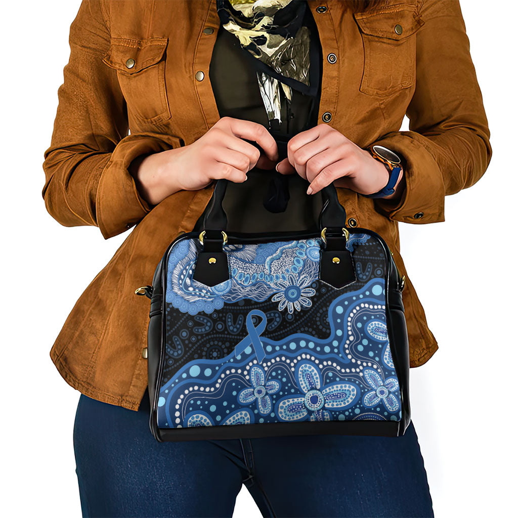 Prostate Cancer Awareness Aussie Indigenous Shoulder Handbag Blue Ribbon Aboriginal Arts