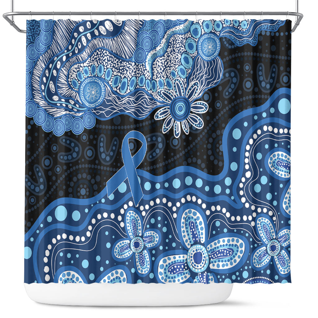 Prostate Cancer Awareness Aussie Indigenous Shower Curtain Blue Ribbon Aboriginal Arts