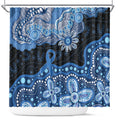 Prostate Cancer Awareness Aussie Indigenous Shower Curtain Blue Ribbon Aboriginal Arts