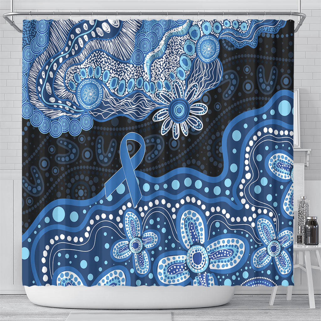Prostate Cancer Awareness Aussie Indigenous Shower Curtain Blue Ribbon Aboriginal Arts