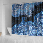 Prostate Cancer Awareness Aussie Indigenous Shower Curtain Blue Ribbon Aboriginal Arts