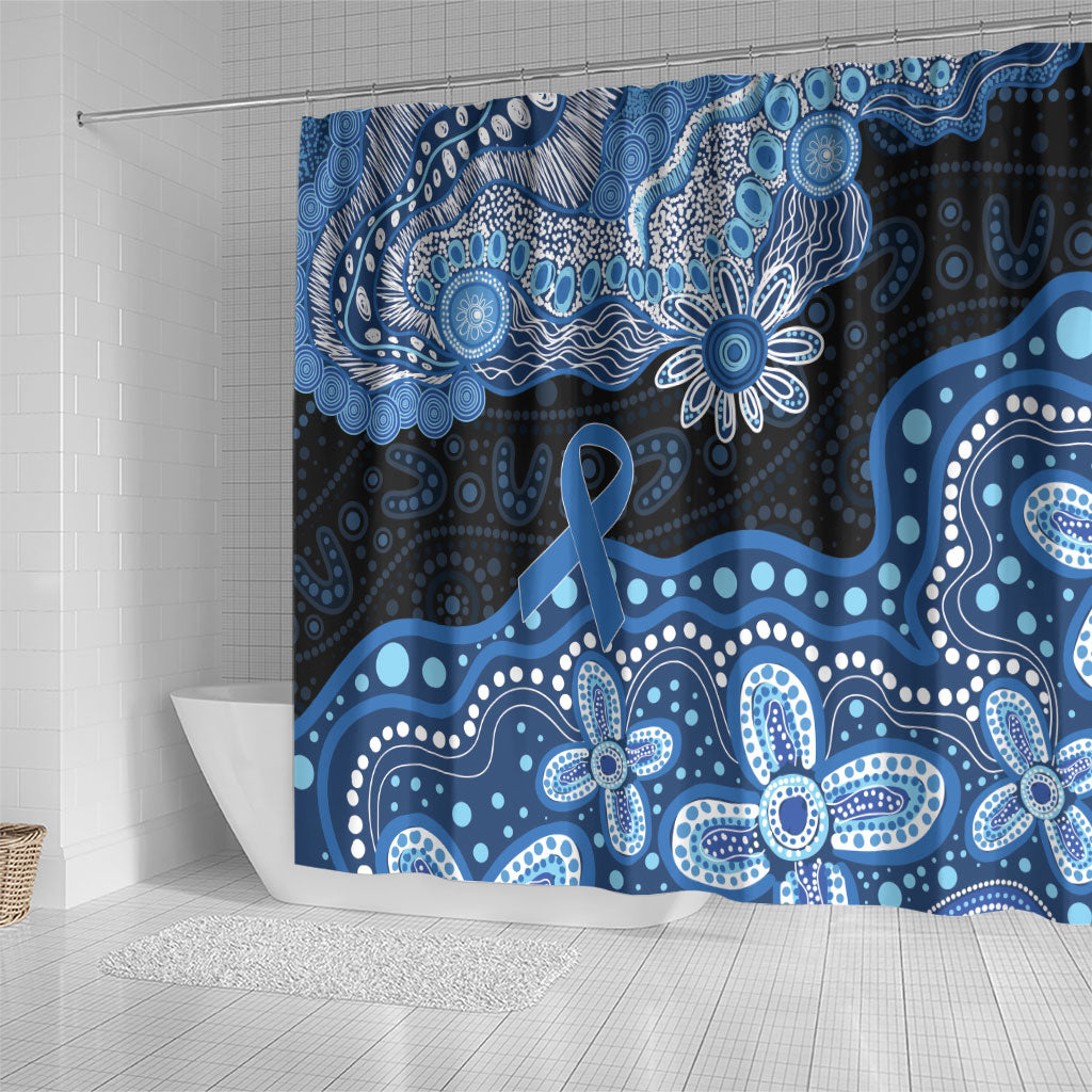 Prostate Cancer Awareness Aussie Indigenous Shower Curtain Blue Ribbon Aboriginal Arts