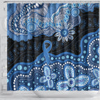 Prostate Cancer Awareness Aussie Indigenous Shower Curtain Blue Ribbon Aboriginal Arts