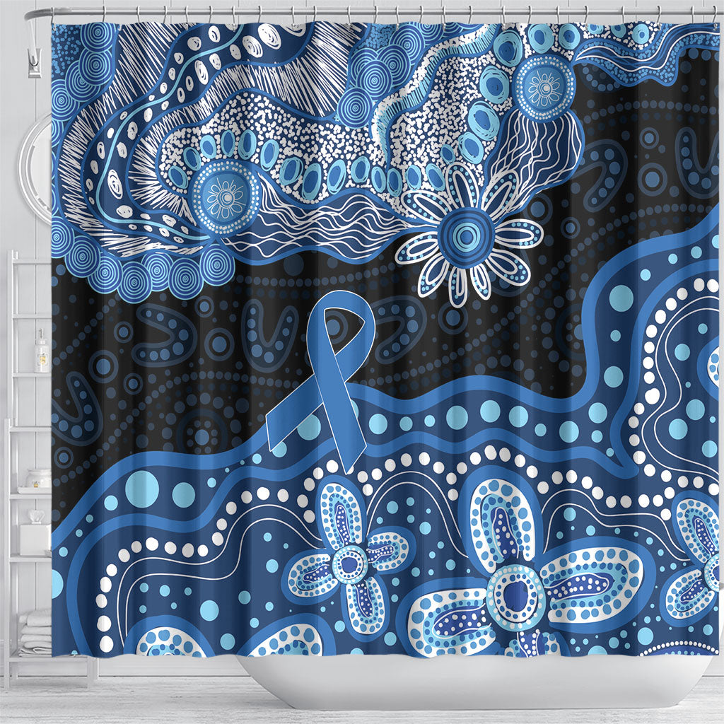 Prostate Cancer Awareness Aussie Indigenous Shower Curtain Blue Ribbon Aboriginal Arts
