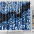 Prostate Cancer Awareness Aussie Indigenous Shower Curtain Blue Ribbon Aboriginal Arts