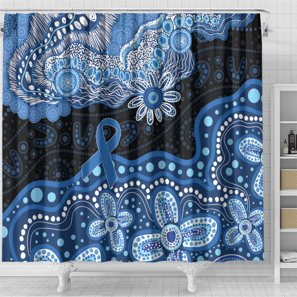 Prostate Cancer Awareness Aussie Indigenous Shower Curtain Blue Ribbon Aboriginal Arts