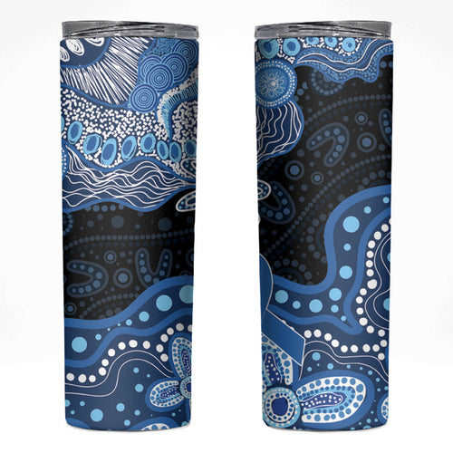 Prostate Cancer Awareness Aussie Indigenous Skinny Tumbler Blue Ribbon Aboriginal Arts