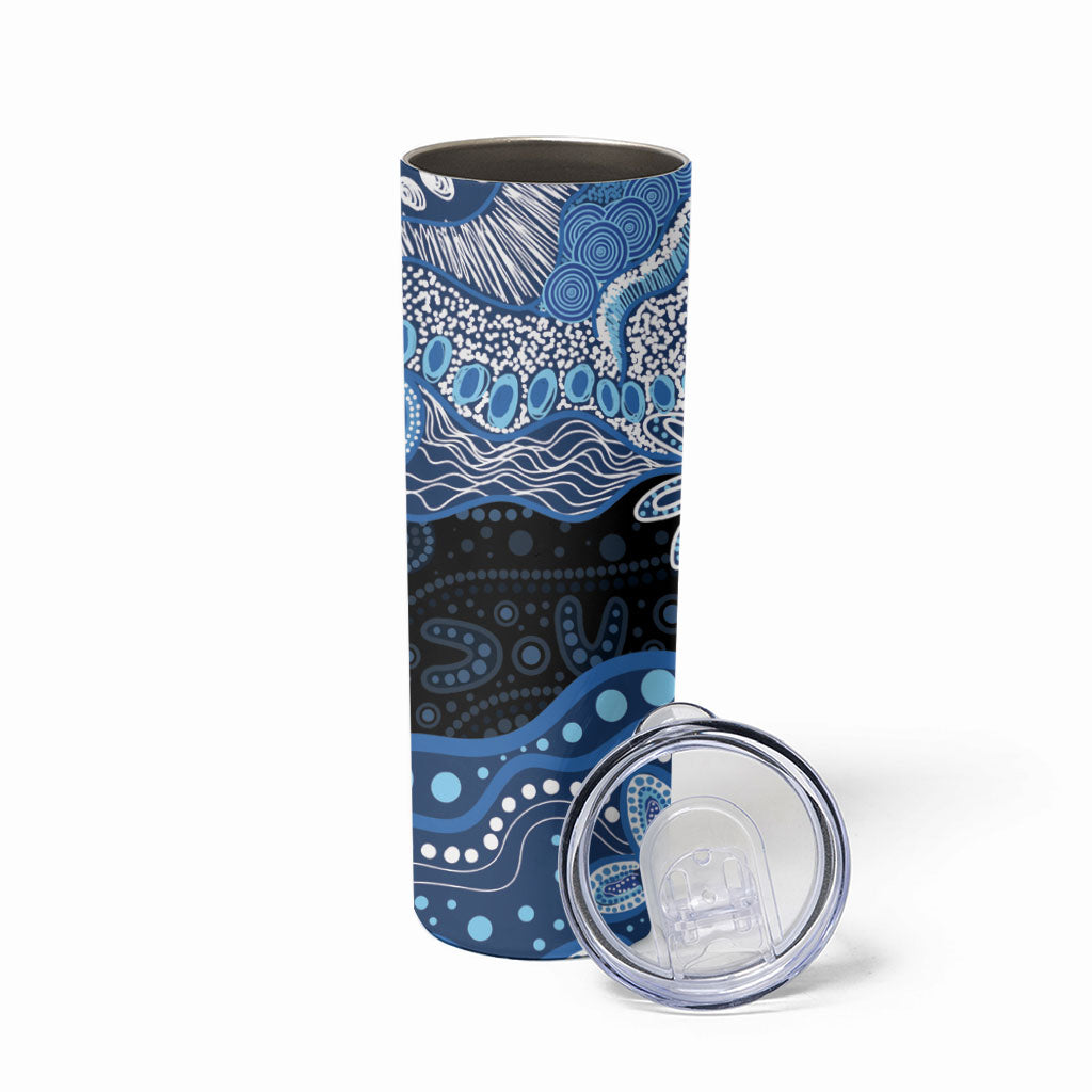 Prostate Cancer Awareness Aussie Indigenous Skinny Tumbler Blue Ribbon Aboriginal Arts