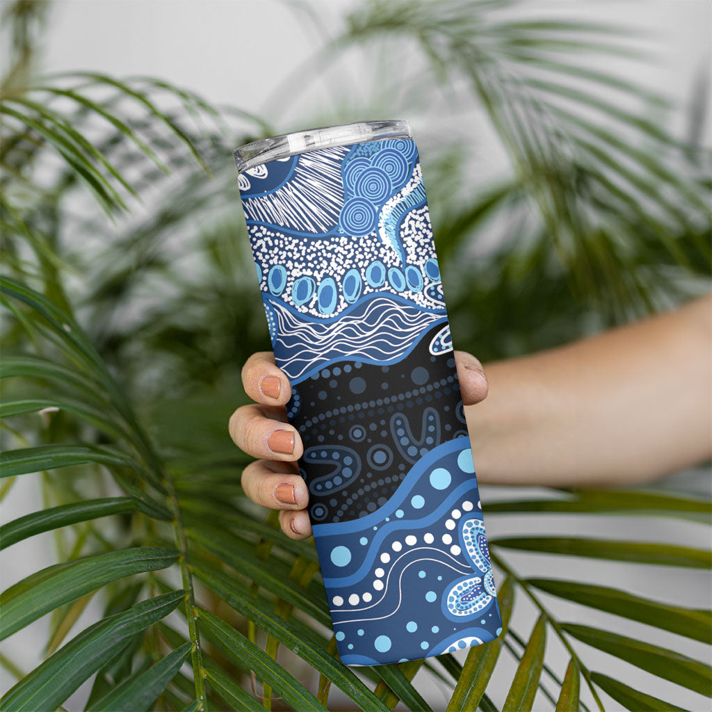 Prostate Cancer Awareness Aussie Indigenous Skinny Tumbler Blue Ribbon Aboriginal Arts