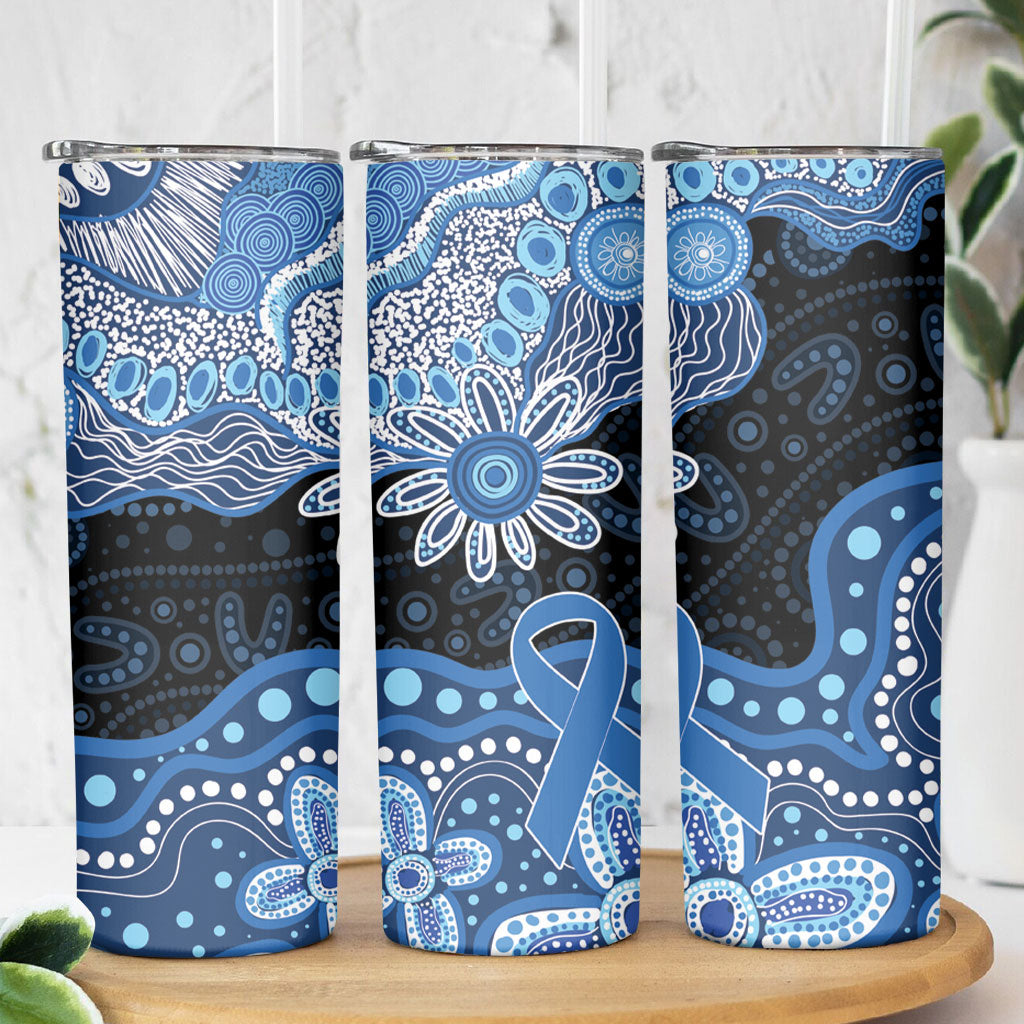 Prostate Cancer Awareness Aussie Indigenous Skinny Tumbler Blue Ribbon Aboriginal Arts
