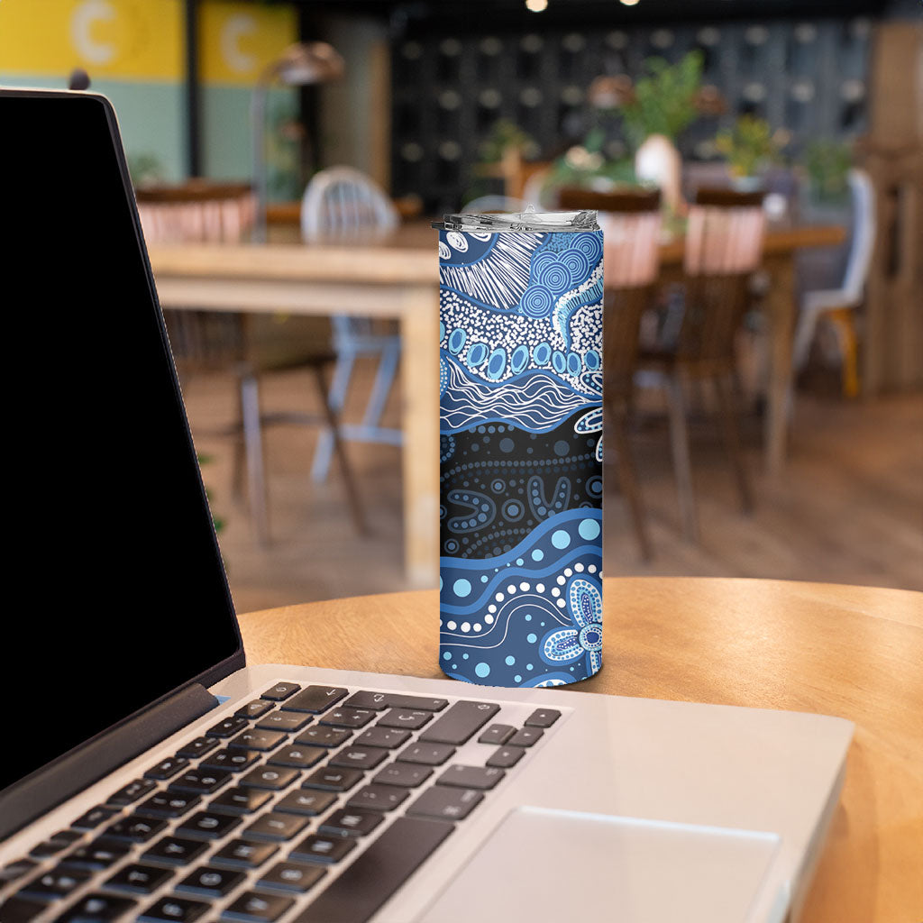 Prostate Cancer Awareness Aussie Indigenous Skinny Tumbler Blue Ribbon Aboriginal Arts
