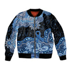Prostate Cancer Awareness Aussie Indigenous Sleeve Zip Bomber Jacket Blue Ribbon Aboriginal Arts