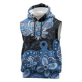 Prostate Cancer Awareness Aussie Indigenous Sleeveless Hoodie Blue Ribbon Aboriginal Arts